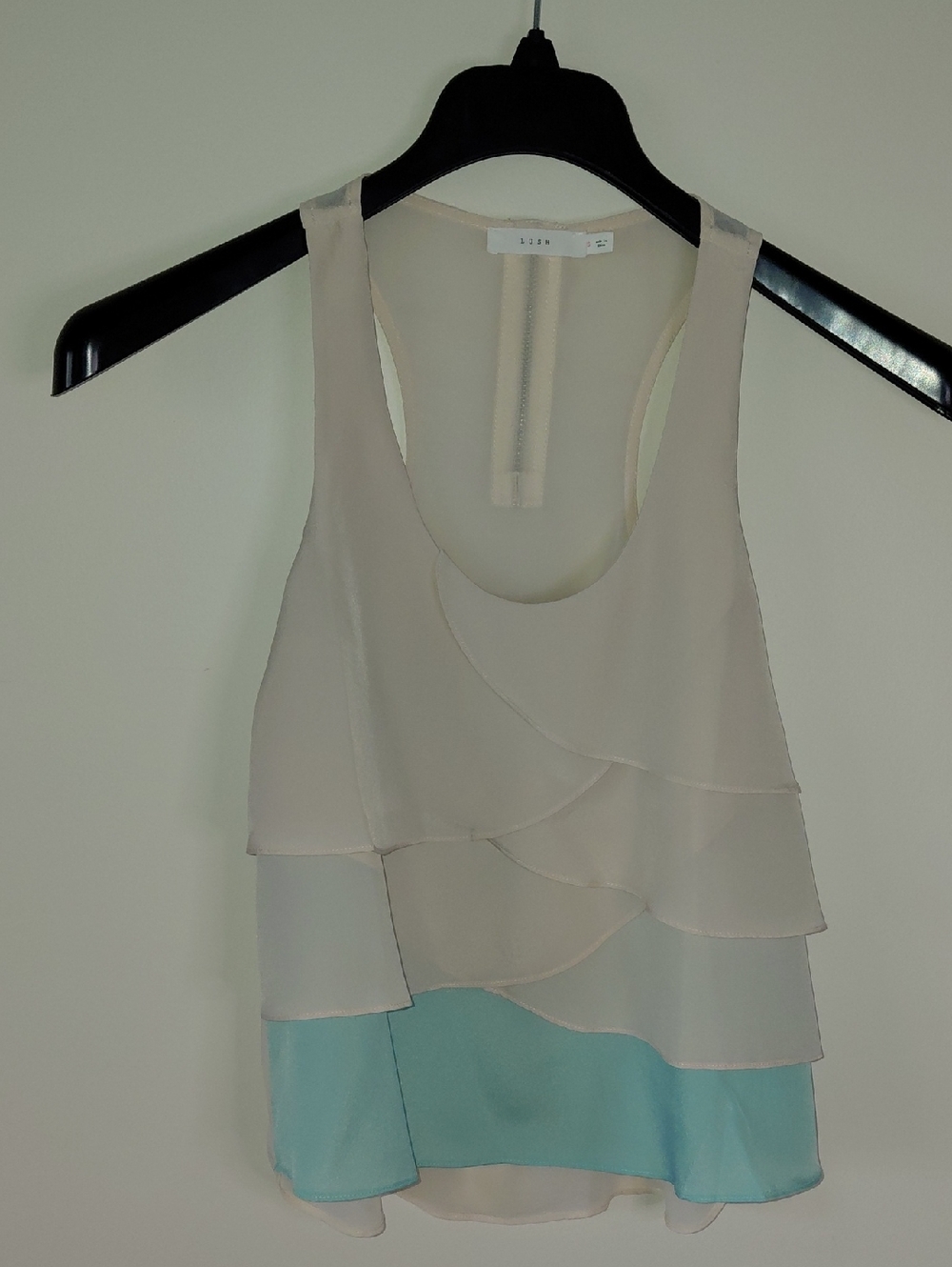 Lush Beige and Aqua Layered Chiffon Camisole